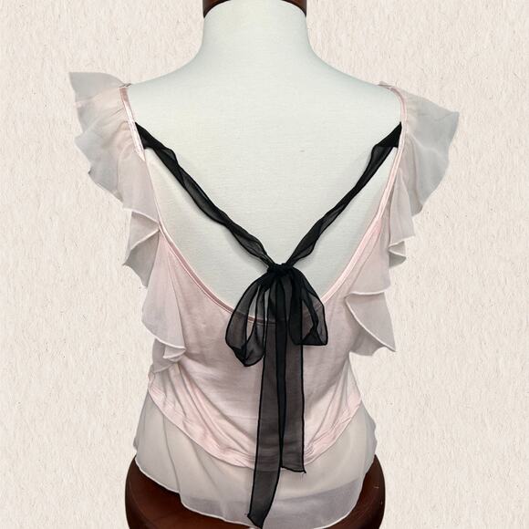 Victoria’s Secret Coquette Pink Ruffle Cami Bow‎ Back Tank Size M – Balletcore - Picture 3 of 8